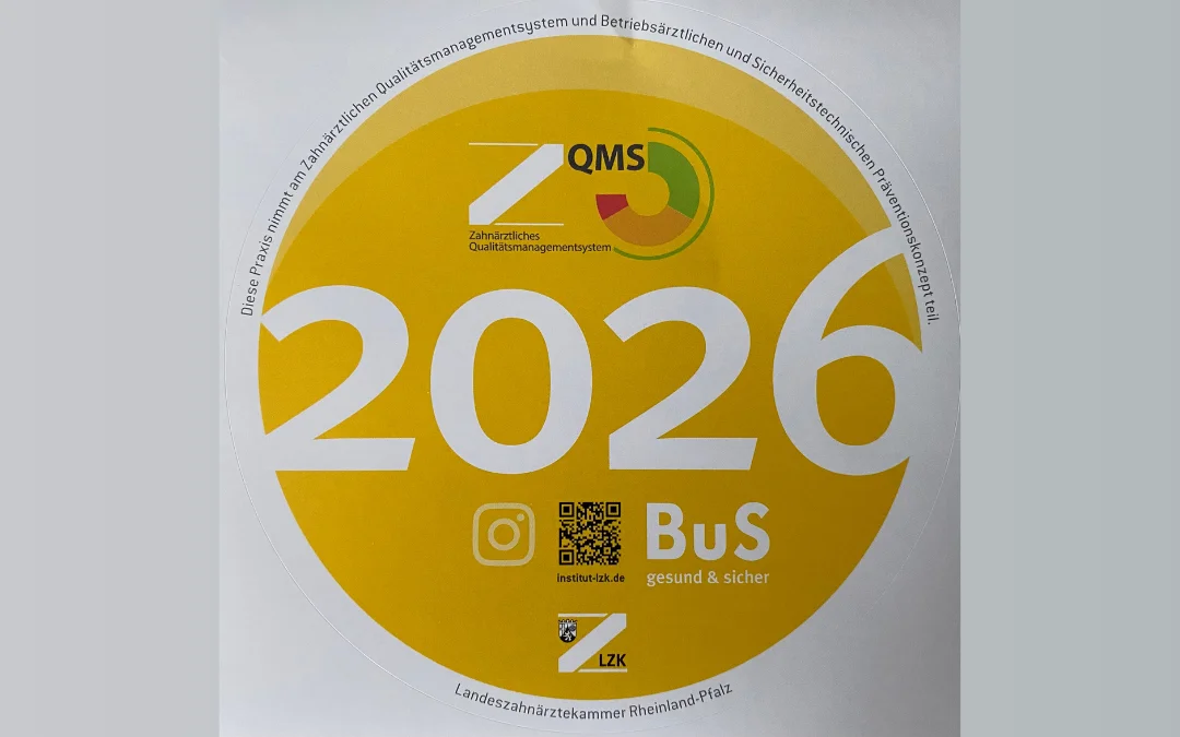 Qualitätssiegel 2026 der Landeszahnärztekammer Rheinland-Pfalz für die Kieferorthopädische Praxis Iris Kaufhold in Ransbach-Baumbach